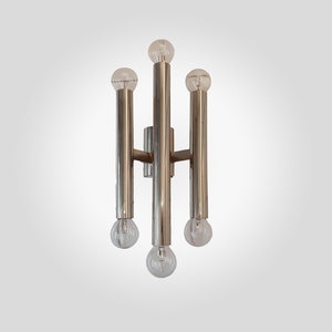 Gaetano Sciolari Design Wall lamp | 60s Chrome metal Sconces | Vintage | Mid century Lamp |  6x Light Bulbs | Designer Lamp |