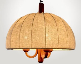 Domus Teak wood Lamp 60&#39;s midcentury lights chandelier with adjustable height