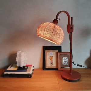 Domus Teak wood desk Lamp 60's, 70's, midcentury table lamp bedside lamp, Vintage Danish style lighting, Scandinavian, minimal boho Style image 1