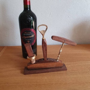 Mid century bottle opener from teak wood, wine opener, bottle head, drink set, vintage cocktail set, Danish, scandi boho japandi style,