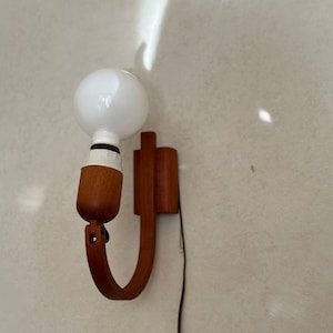 Domus wall Lamp | Teak wood | sconces Lamp | Danish Lighting Style | 60&#39;s 70&#39;s | midcentury | Vintage designer Lamp | Boho Japandi scandi