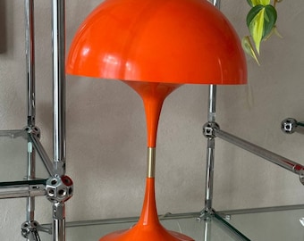 Space Age Table Lamp | 1960s-70s Danish Mushroom Desk Lamp, Panthella Style | Large Vintage Mid Century Light