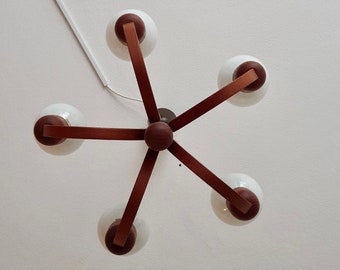 Domusシャンデリアチーク材ランプ60年代ミッドセンチュリー5電球