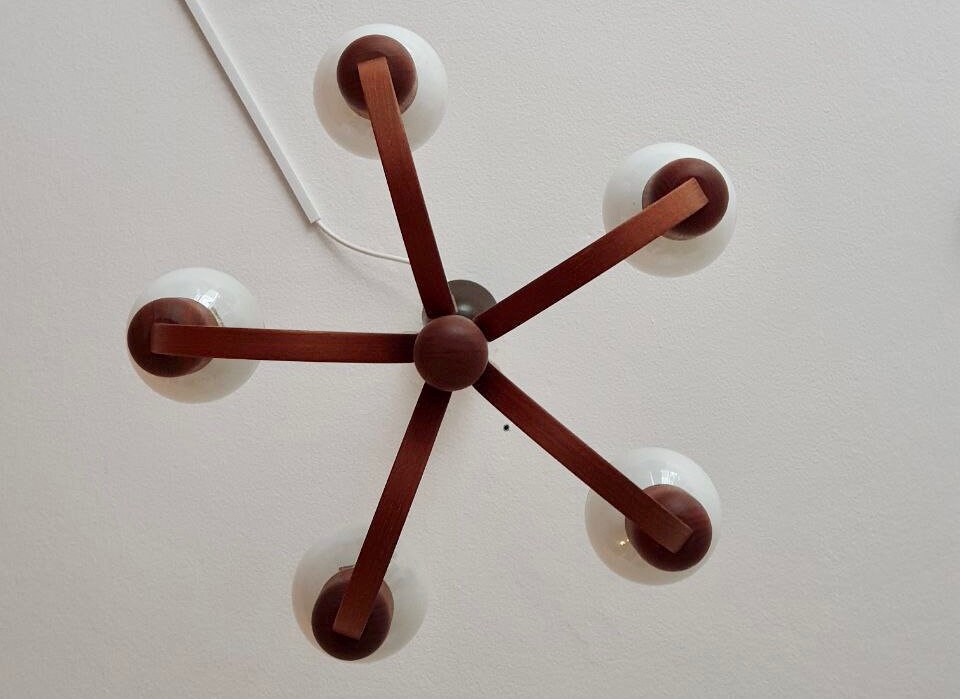 ドムス シャンデリア チーク材 ランプ 60 年代 ミッド