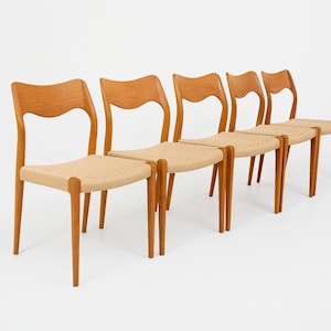 1 of 6 Niels Otto Møller chair Danish Teak Chairs, Model 75, 1960s, Set 6, Midcentury furniture, designer Dining Chair, Danish Style