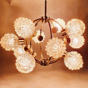 Richard Essig Sputnik style space age chandelier Orbit form German lamp, 60s 70s, Midcentury pendant chrome lamp, vintage lighting, modern