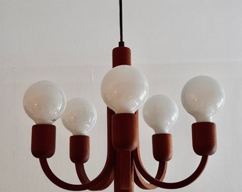 Domusシャンデリアチーク材ランプ60年代ミッドセンチュリー5電球