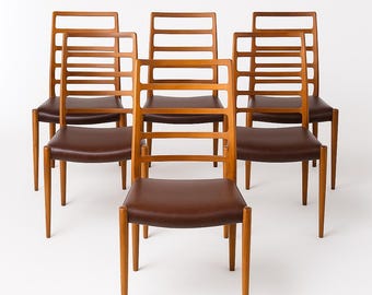1 of 6 Niels Otto Møller chair Danish Teak Chairs, Model 85, Model 68, 60s, Midcentury furniture, designer Dining Chair, Danish Style