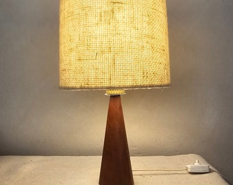 Danish Teak Table Lamp | 1960s-70s Mid Century Desk / Bedside Lamp | Vintage Scandinavian Teak Wood Lighting