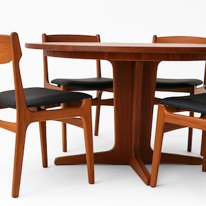 1 of 6 of Danish Teak wood Chairs by Erik Buch, 1960s, Midcentury furniture, vintage designer Dining Chair, Boho Scandinavian Style