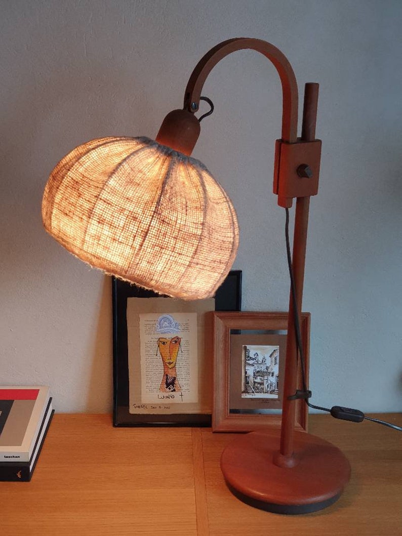 Domus Teak wood desk Lamp 60's, 70's, midcentury table lamp bedside lamp, Vintage Danish style lighting, Scandinavian, minimal boho Style image 10