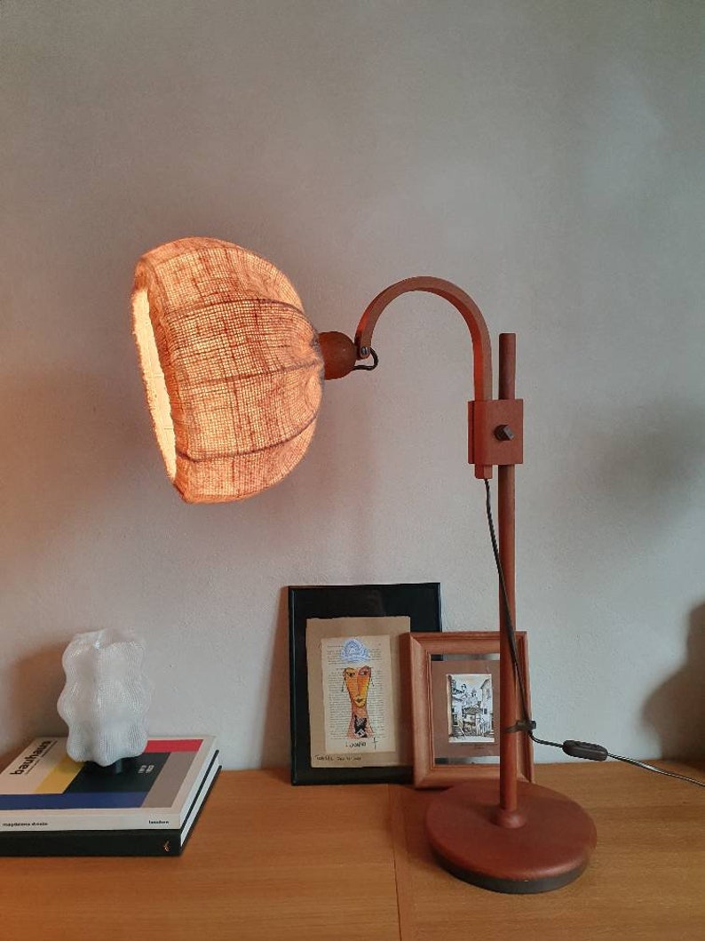 Domus Teak wood desk Lamp 60's, 70's, midcentury table lamp bedside lamp, Vintage Danish style lighting, Scandinavian, minimal boho Style image 4