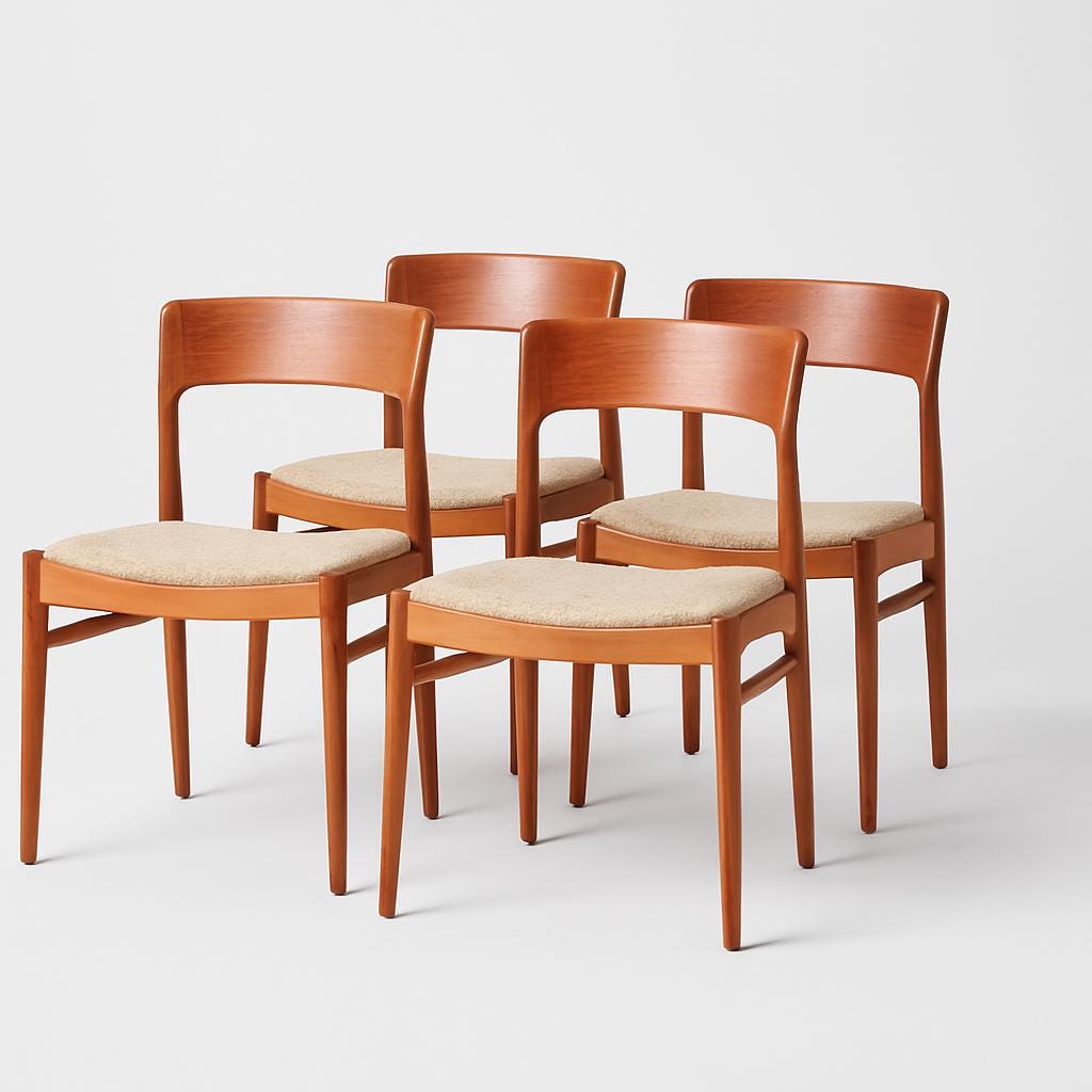 1/2 デンマーク産チーク材チェア、Henning Kjaernulf für Korup作