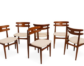 1 of 6 Danish Teak wood Chairs by H.W. Klein Bramin, 1960s, Set of 4, Midcentury furniture, designer Dining Chair, Danish Style