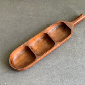 Danish teak wood snack bowl from 70s