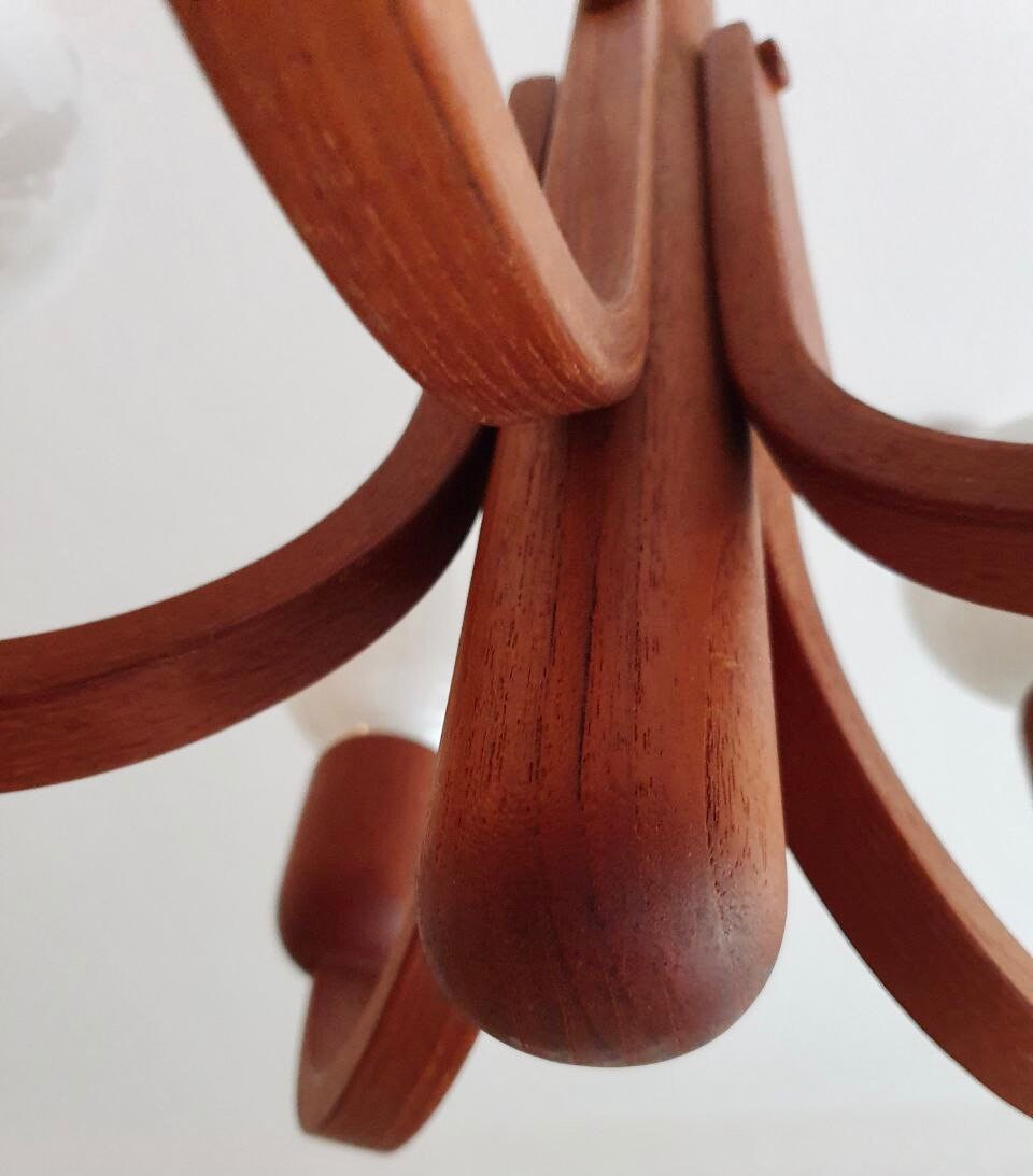 Domusシャンデリアチーク材ランプ60年代ミッドセンチュリー5電球