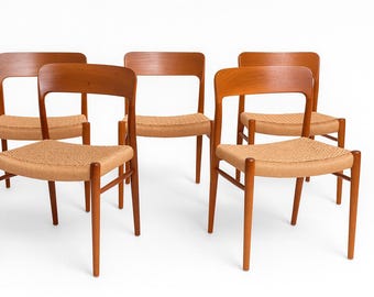 1 of 5 Niels Otto Møller chair Danish Teak Chairs, Model 75, 60s, Midcentury furniture, designer Dining Chair, made in Denmark, boho scandi