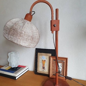 Domus Teak wood desk Lamp 60's, 70's, midcentury table lamp bedside lamp, Vintage Danish style lighting, Scandinavian, minimal boho Style image 5