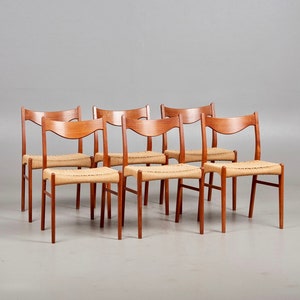 1 of 8 Danish Teak wood Chairs by Glyngøre Stolefabrik 1960s, Midcentury furniture, vintage designer Dining Chair, Boho Scandinavia