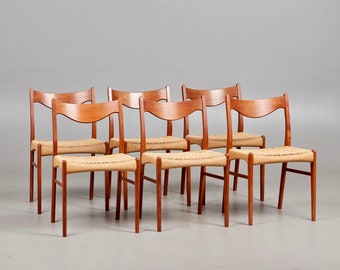 1 von 6 Stuhl Dänische Stühle aus Teakholz von Erik Buch, 1960er, Midcentury-Möbel, Vintage-Designer-Esszimmerstuhl, skandinavischer Boho