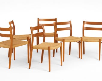 1 of 4 Niels Otto Møller chair Danish Teak Chairs, Model 84, 60s, Midcentury furniture, designer Dining Chair, Danish Style. scandi japandi