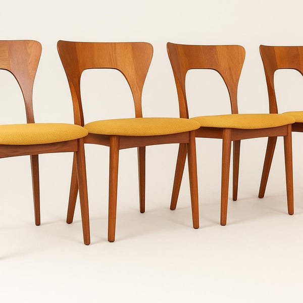 1 of 4 Danish Teak Chairs by Niels Koefoed, model "Peter", 1960s Mid Century Modern Dining Chair, Vintage Scandinavian Design Furniture