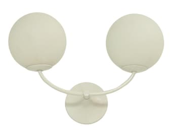 Temde Double Wall Lamp by E.R. Nele | 1970s Space Age Sconce | Vintage Mid Century Swiss Opaline Glass Lighting