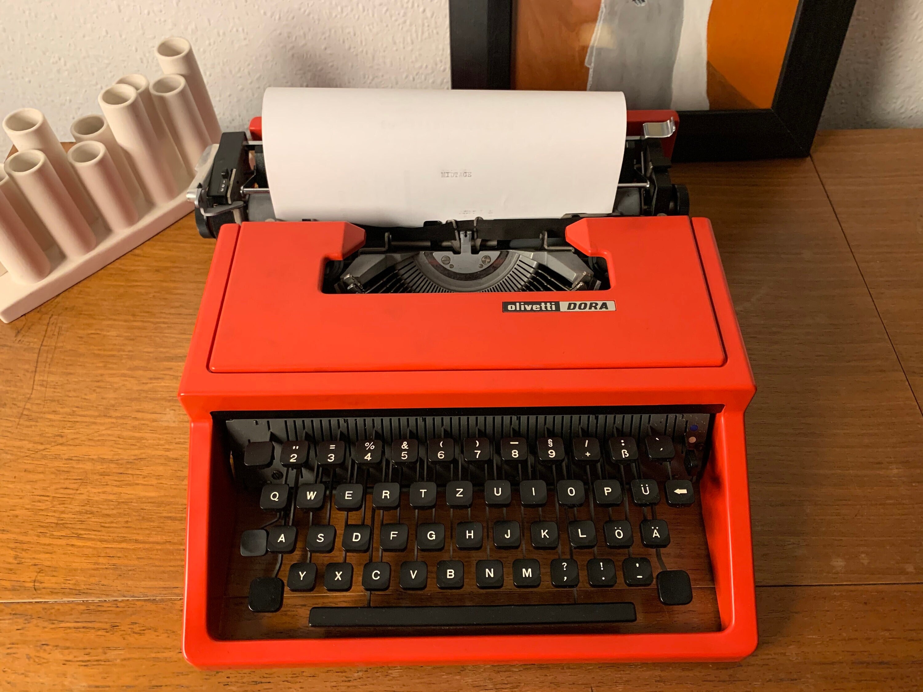 Midcentury Olivetti Dora Typewriter, Ettore Sottsass Design, 60's