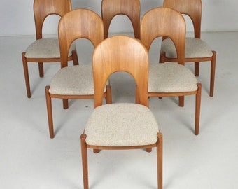 1 of 6 Danish wood Chair by Niels Koefoed, model Morten, 60s 70s, Midcentury furniture, vintage Dining Chair, Danish Style, Denmark design