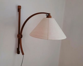 Domus Wall Lamp | Teak wood | Danish Lighting Style | 60&#39;s 70&#39;s | midcentury | Vintage Lighting | wall sconces | Japandi scandi boho