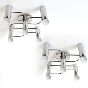 1 of 2 Gaetano Sciolari chandelier 60s 70s leola brass 5 light