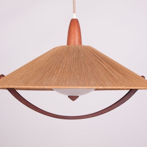 Temde pendant lamp, Teak wood chandelier, 60&#39;s 70&#39;s Danish boho japandi style space age, German lamp Midcentury, vintage designer furniture