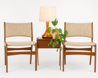 1 of 6 Danish Teak wood Chairs by Erik Buch Model 89, 1960s, Midcentury furniture, vintage designer Dining Chair, Boho Scandinavian Style