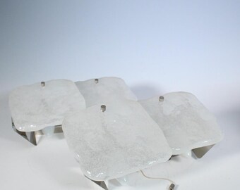 Kalmar Ice Glass Wall Lamps | 1960s Austrian Mid Century Sconces | Vintage Textured Glass & Metal, 2-Light (pair)
