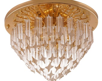 Murano Novaresi Venini ceiling lamp Flush Mount 70s gold-plated lamp for Isa