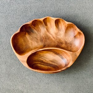 Teak wood snack bowl from 70s Danish