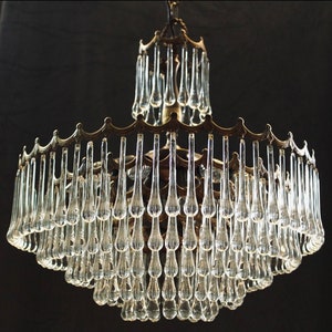 Chandelier Luxury big waterfall Murano chandelier 70s eyedrop murano italy chandelier