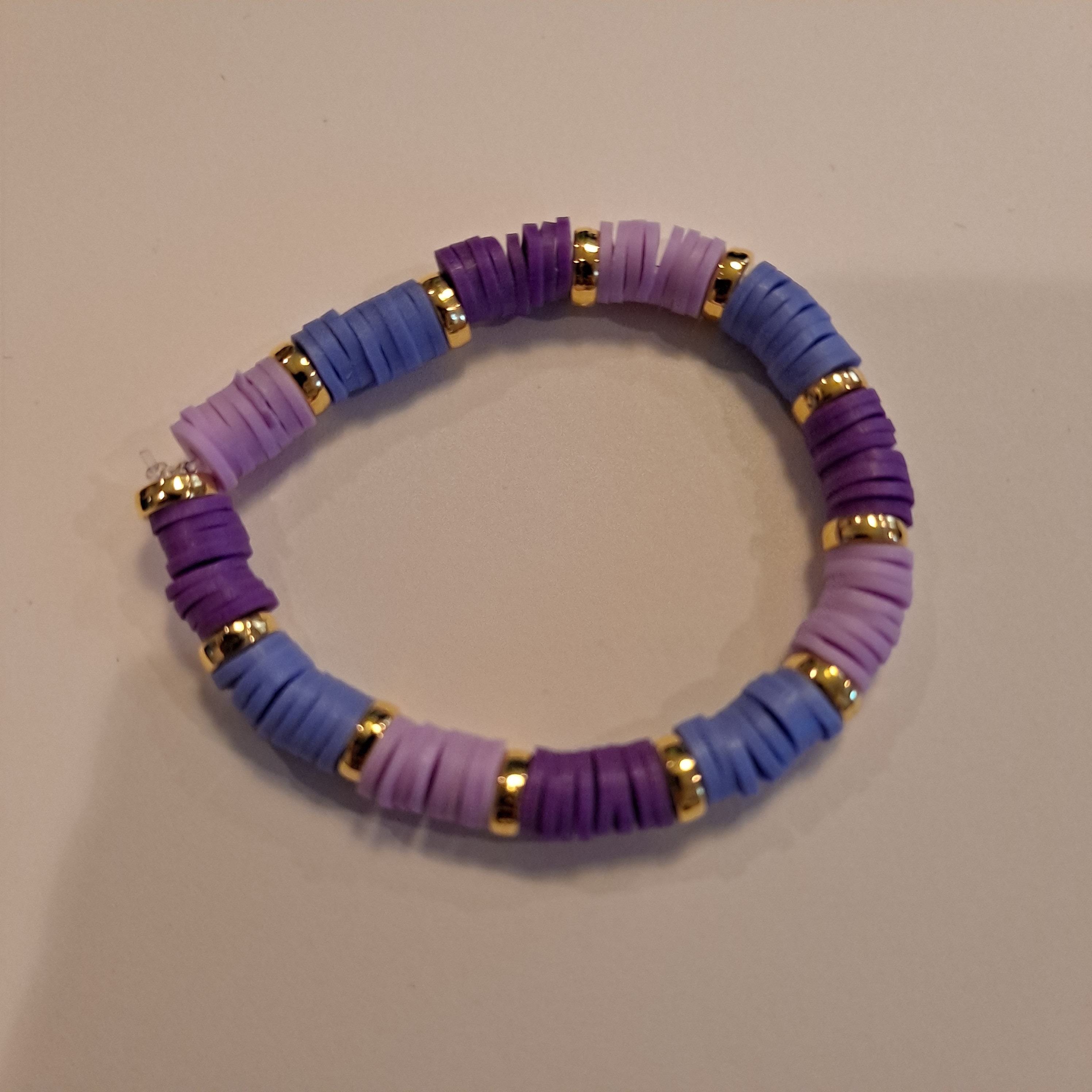 Shades of Purple Clay Bead Bracelet 2 Diameter pic photo