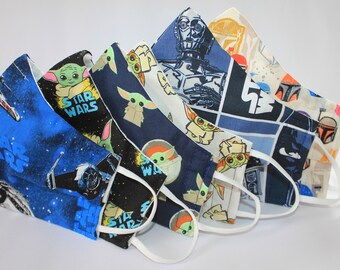 Star Wars face masks, 3-layer filter lined, free UK Postage