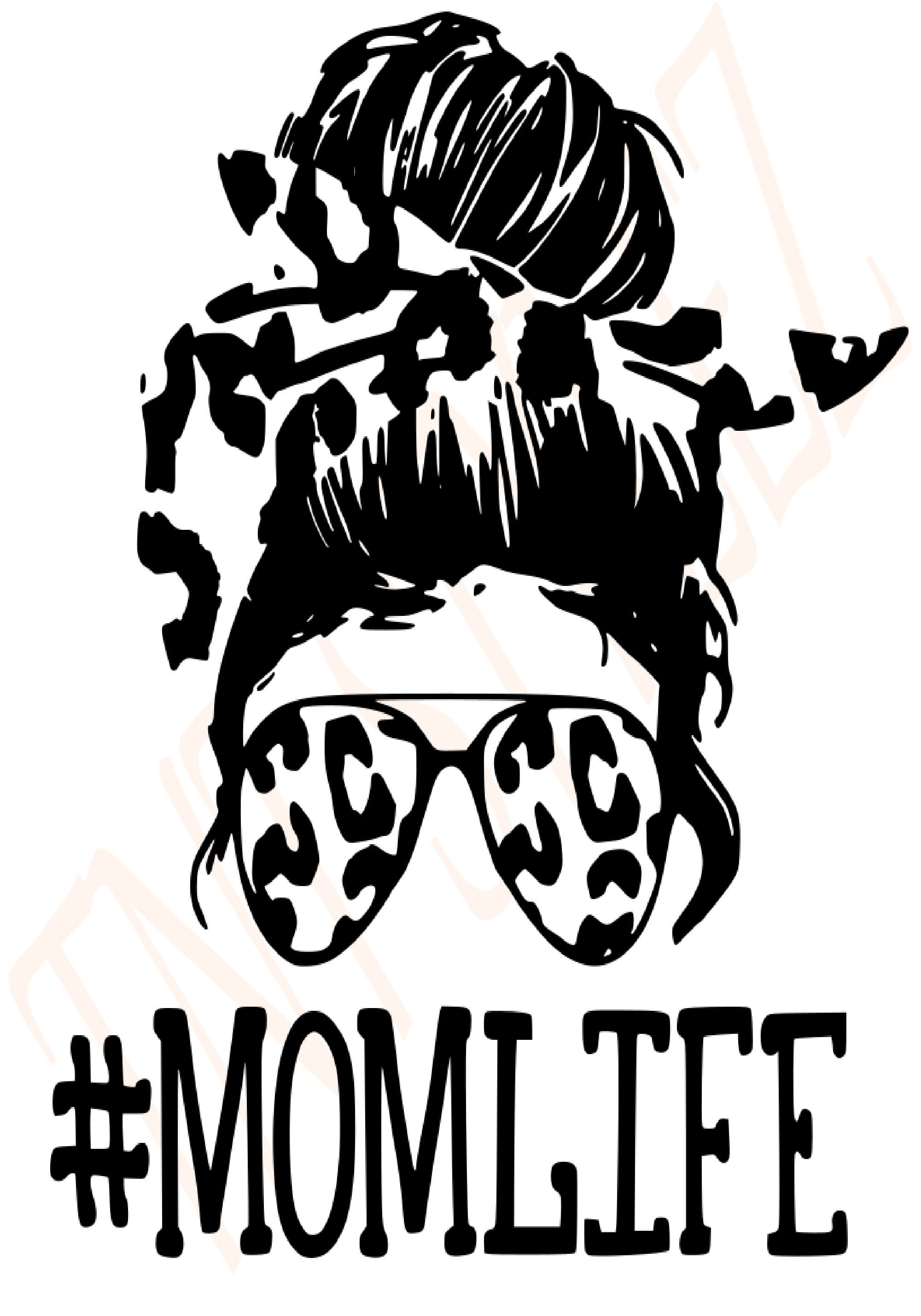 Download Mom Life Messy Bun Leopard Print SVG | Etsy