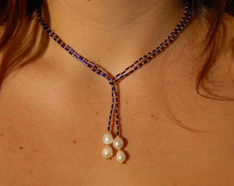 Collier enroulé fait main avec perles d&#39;eau douce | &quot;Améthyste&quot;