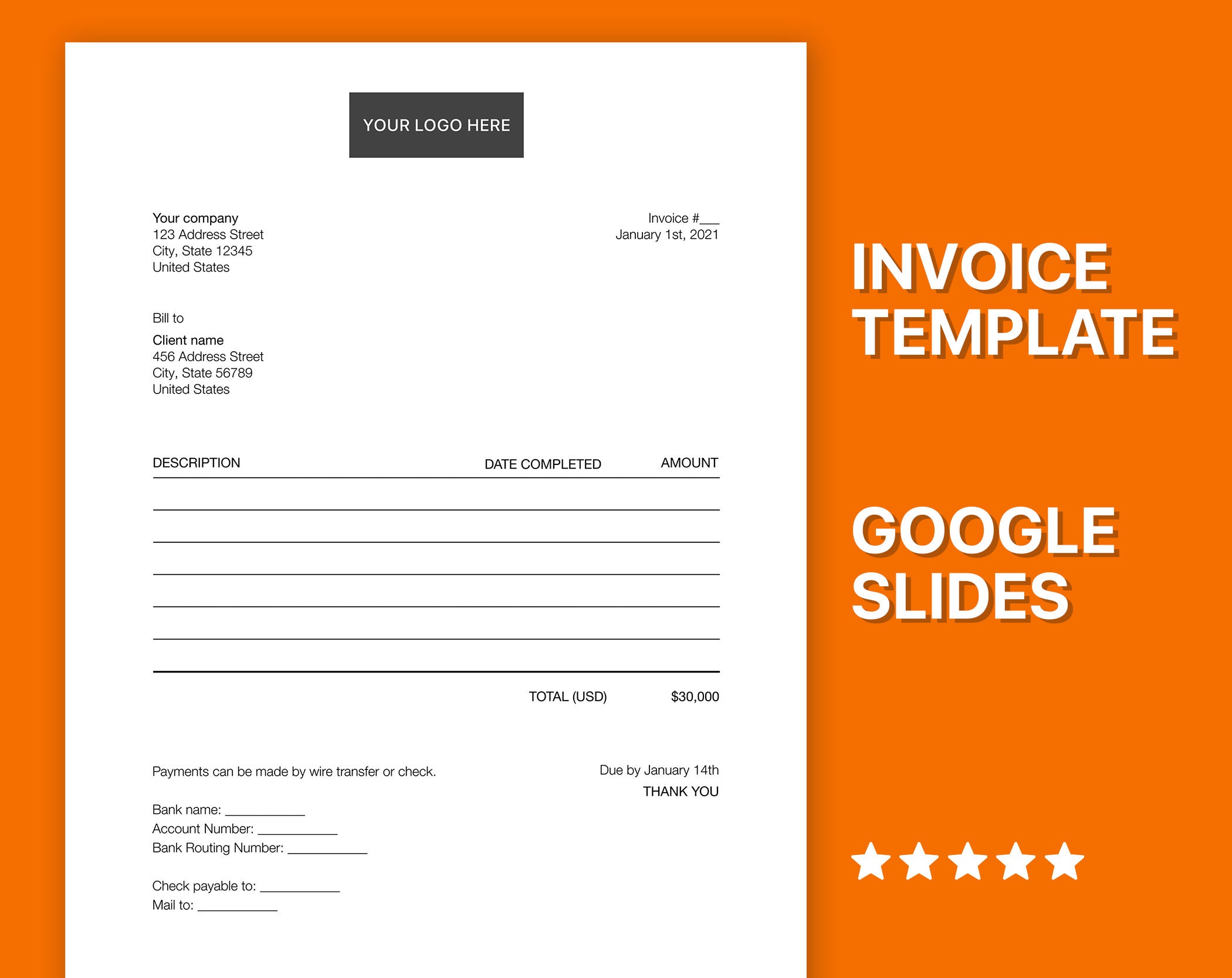 freelance invoice template editable printable no app etsy