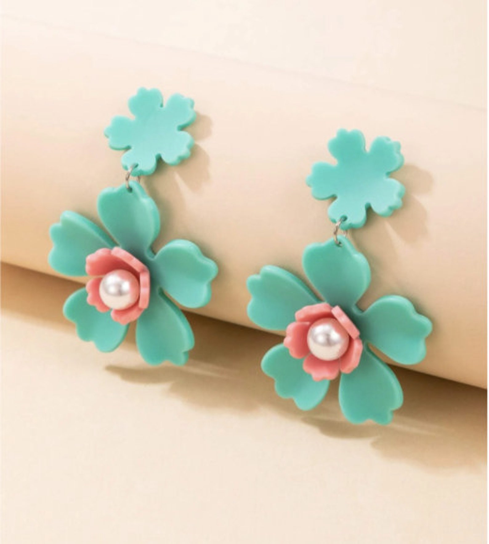 Acrylic Flower Earrings Etsy