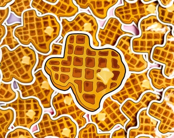 Texas Waffle Design Bumper Sticker - Waterproof Vinyl Decal 5 Inches