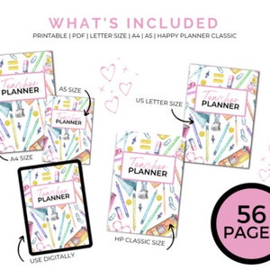 Teacher Planner, undated, printable/digital