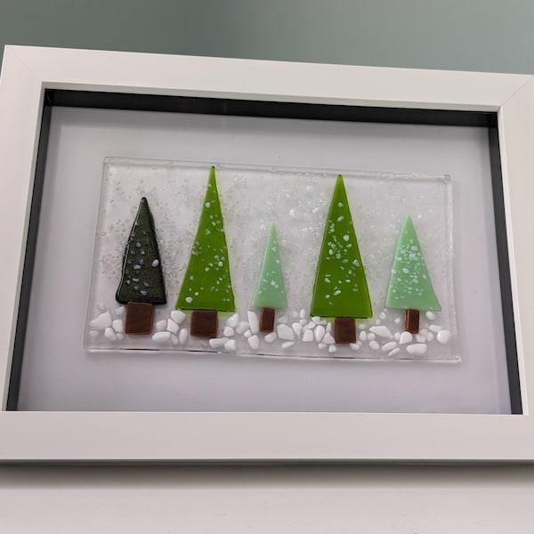 Fused Glass Picture Frame - Winter Trees