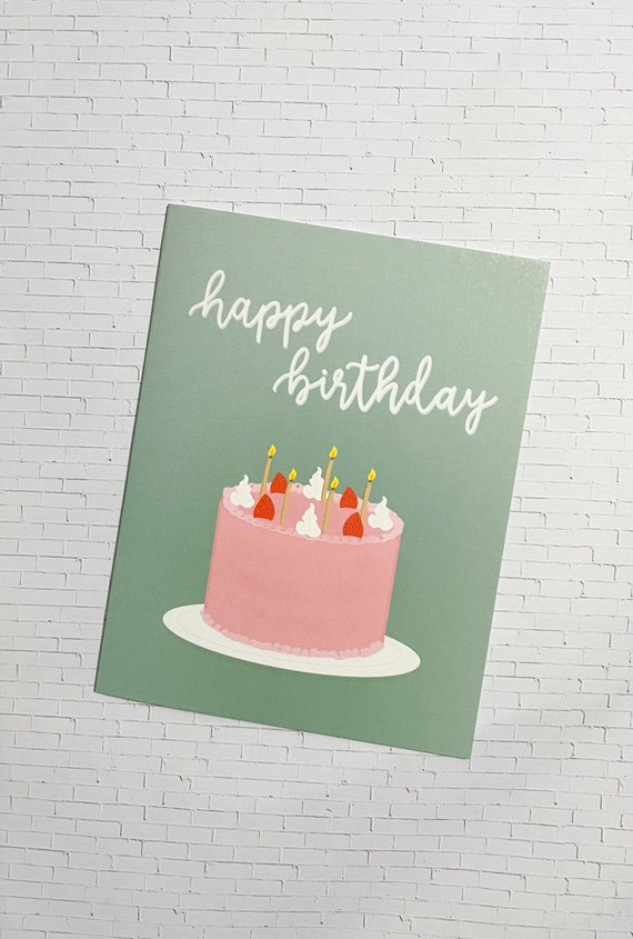 happy birthday greeting cards with cake Images High... Happy Birthday Cake Greeting Card | Etsy