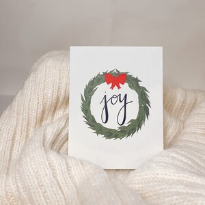 Joy Wreath Holiday Card, Feliz Navidad - Set de 10