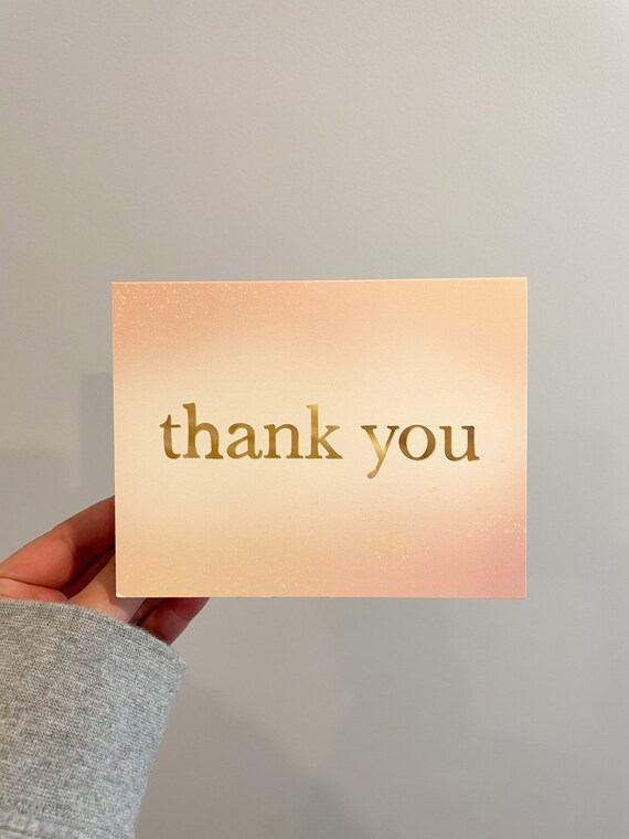 Pink & Gold Thank You Cards Set of 10 Etsy