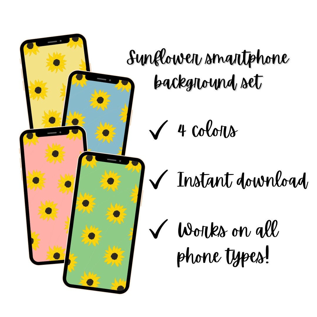 Sunflower Phone Wallpaper Ios iPhone & Android Instant Etsy UK